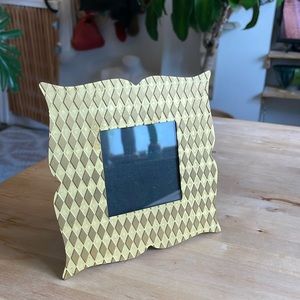 Cute harlequin brass picture frame 2.5 x2.5 “ glass
